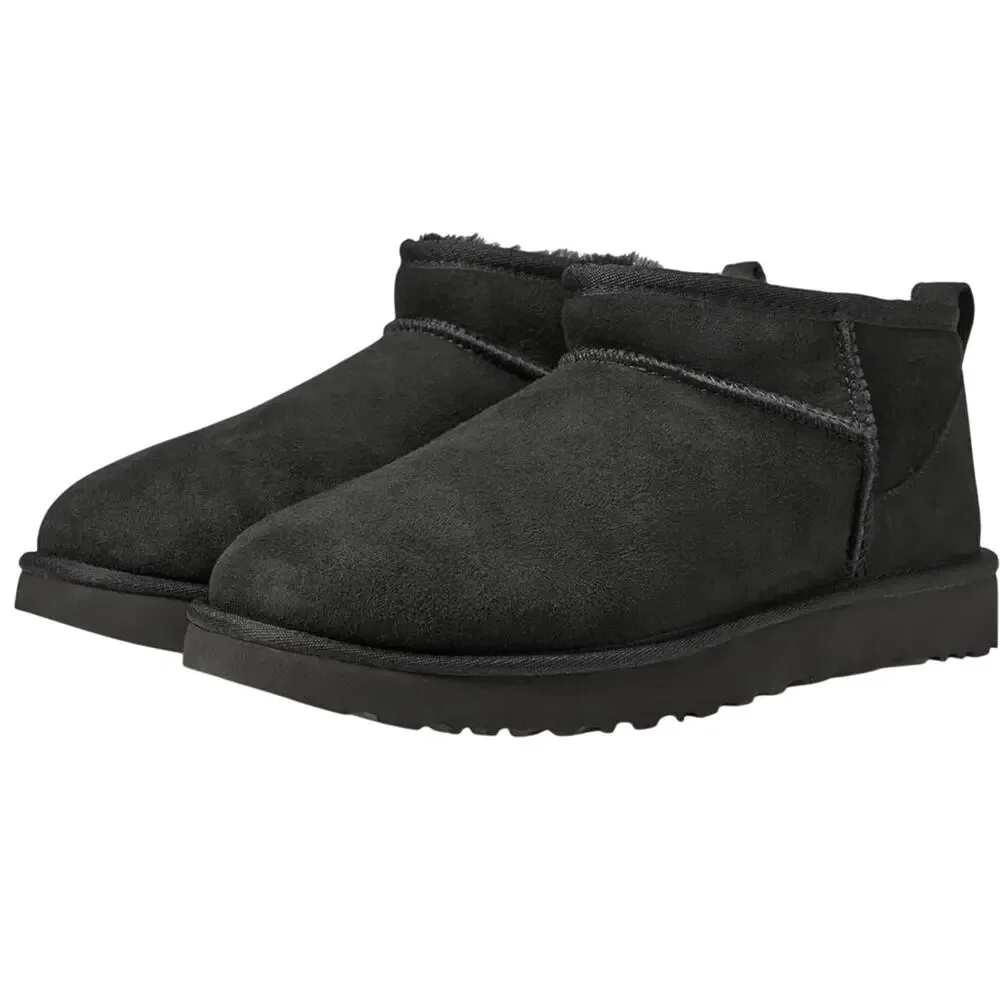 UGG Women Classic Ultra Mini Booties US 8 EU 39 Black Suede GUC